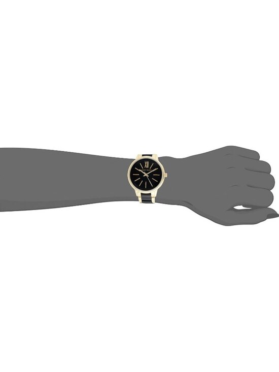 Anne Klein Women\'s Black Gold Analog Quartz Fashion Resin Bracelet Luxury Watch main image 4